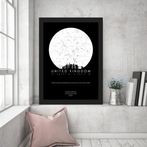 Star Map Dark Skyline of UK Wallpaper