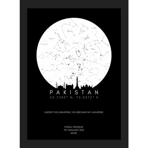 Star Map Dark Skyline of Pakistan