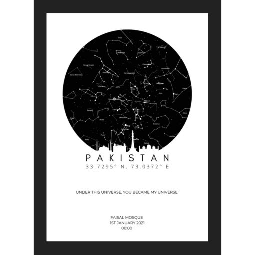 Star Map Light Skyline of Pakistan