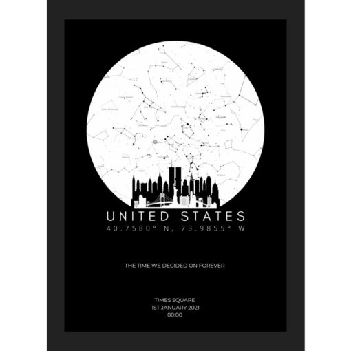 Star Map Dark Skyline of US