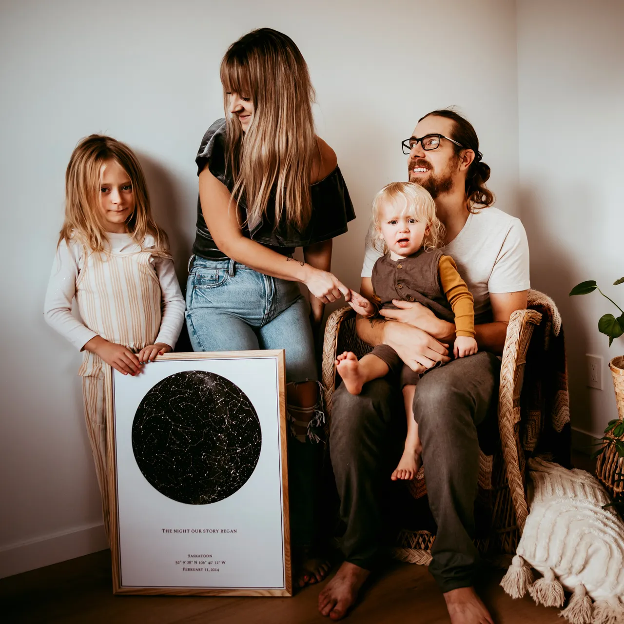 Family Photo with a Star Map