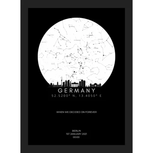 Dark Skyline of Germany Star Map