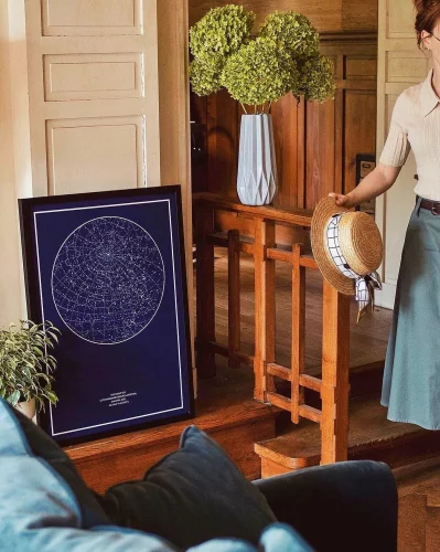 Star Map Placed on a Wooden Table