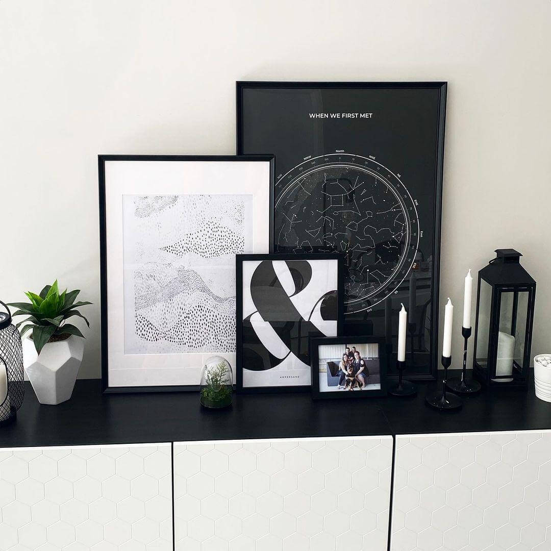 Star Map with a few frames placed aesthetically