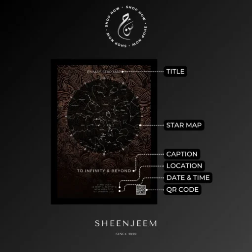 Bronze Swirl Star Map with Options