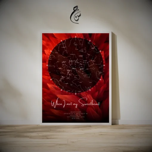 Intense Fur Star Map in a Frame besides a wall