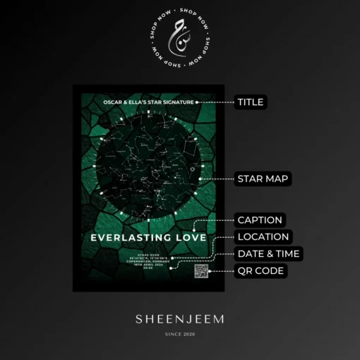Green Mosaic Star Map with Options and Customizations