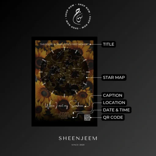 Yellow Flora Star Map with Customizations and Options offered by Sheen Jeem