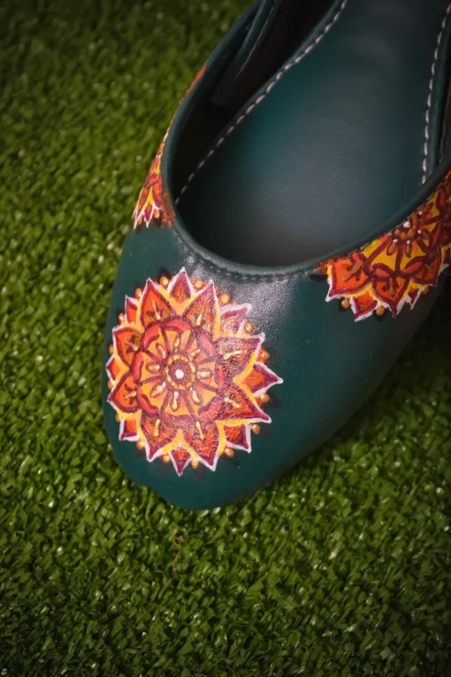 Orange Floral Khussa Shoes