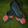 Orange Floral Khussa Shoes